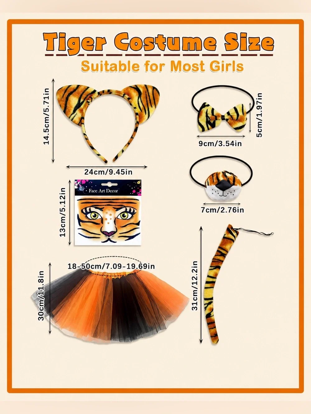 Tiger Costume Set - 6 Pieces